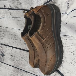 Sketcher's Men's Relaxed Fit Air-Cooled Memory Foam Leather Slip On Shoes Loafer